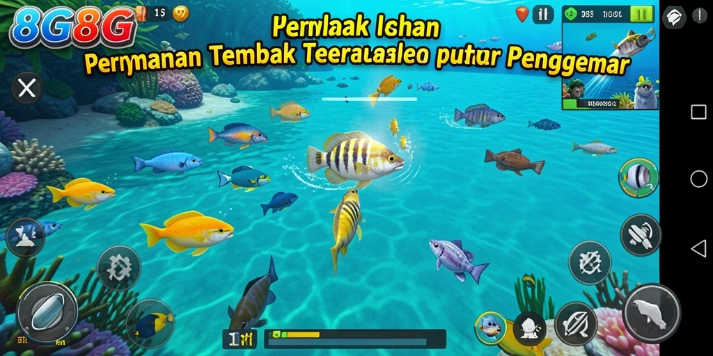 Gameplay seru di dalam 8G8G saat menembak ikan.