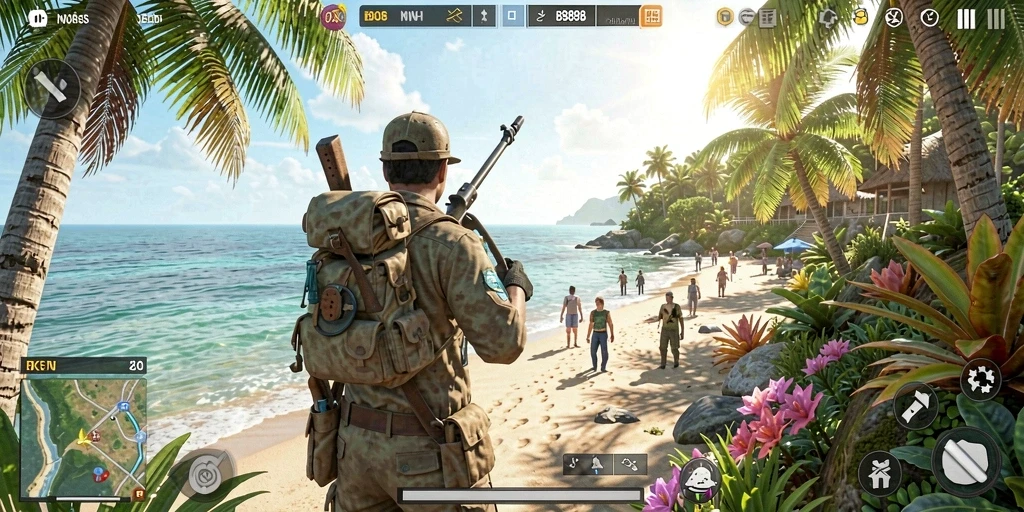 Screenshot gameplay BOS898 yang menampilkan keindahan dunia terbuka.