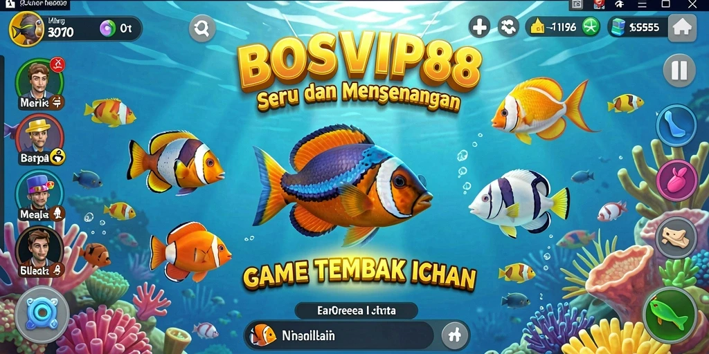 Tampilan gameplay menarik dari BOSVIP88 dengan aksi menembak ikan.