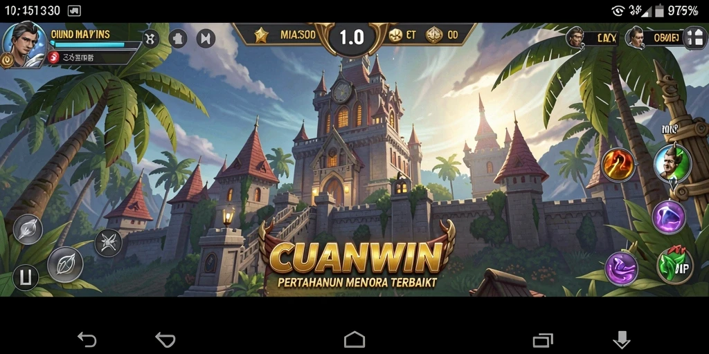 Tampilan gameplay menegangkan CUANWIN dalam pertempuran Tower Defense.