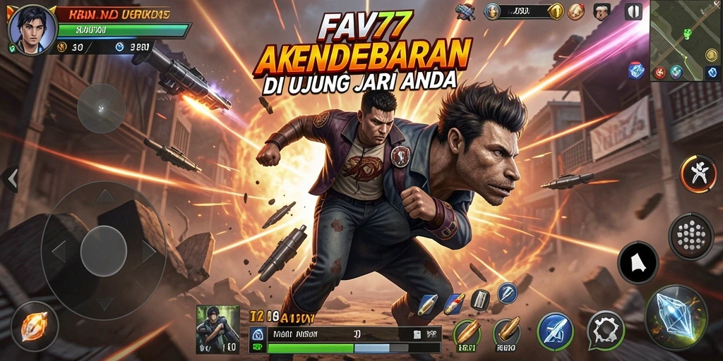 Tampilan intens gameplay aksi dari FAV77 dengan pertarungan yang mendebarkan.