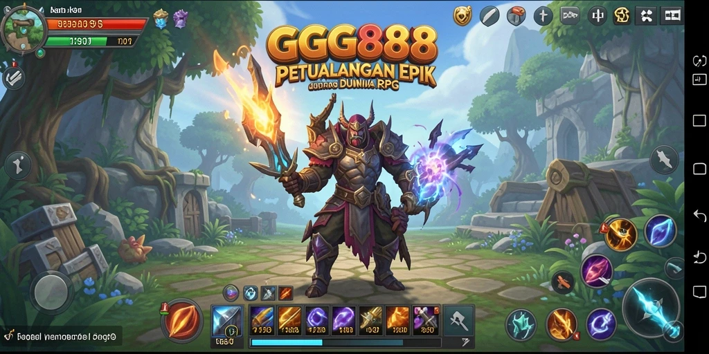 Screenshot gameplay GGG888 menampilkan pertempuran seru dengan karakter unik.