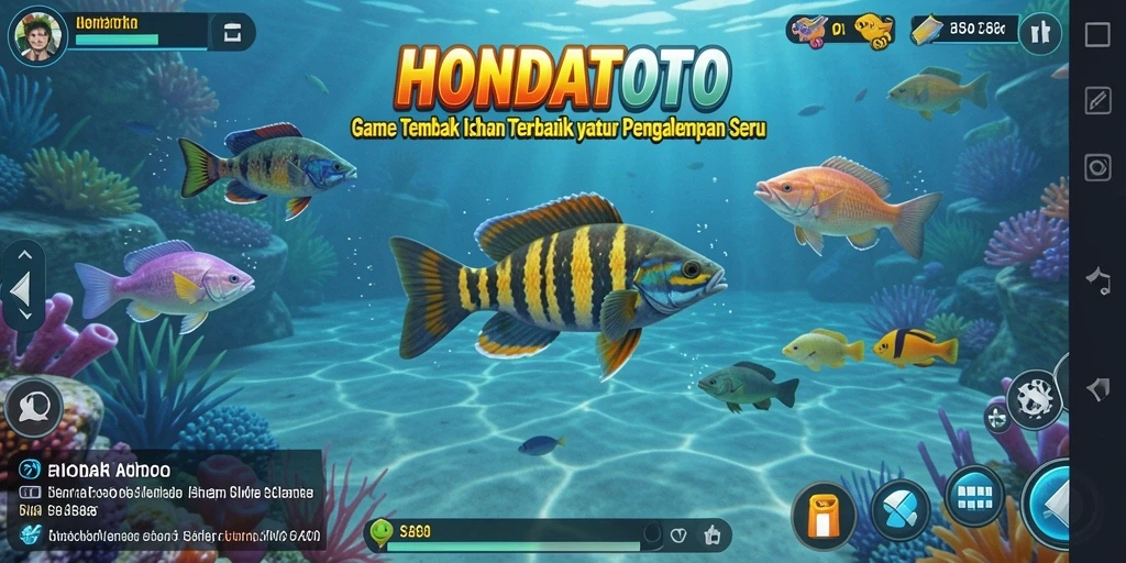 Tampilan aksi menembak ikan dalam HONDATOTO yang mendebarkan.